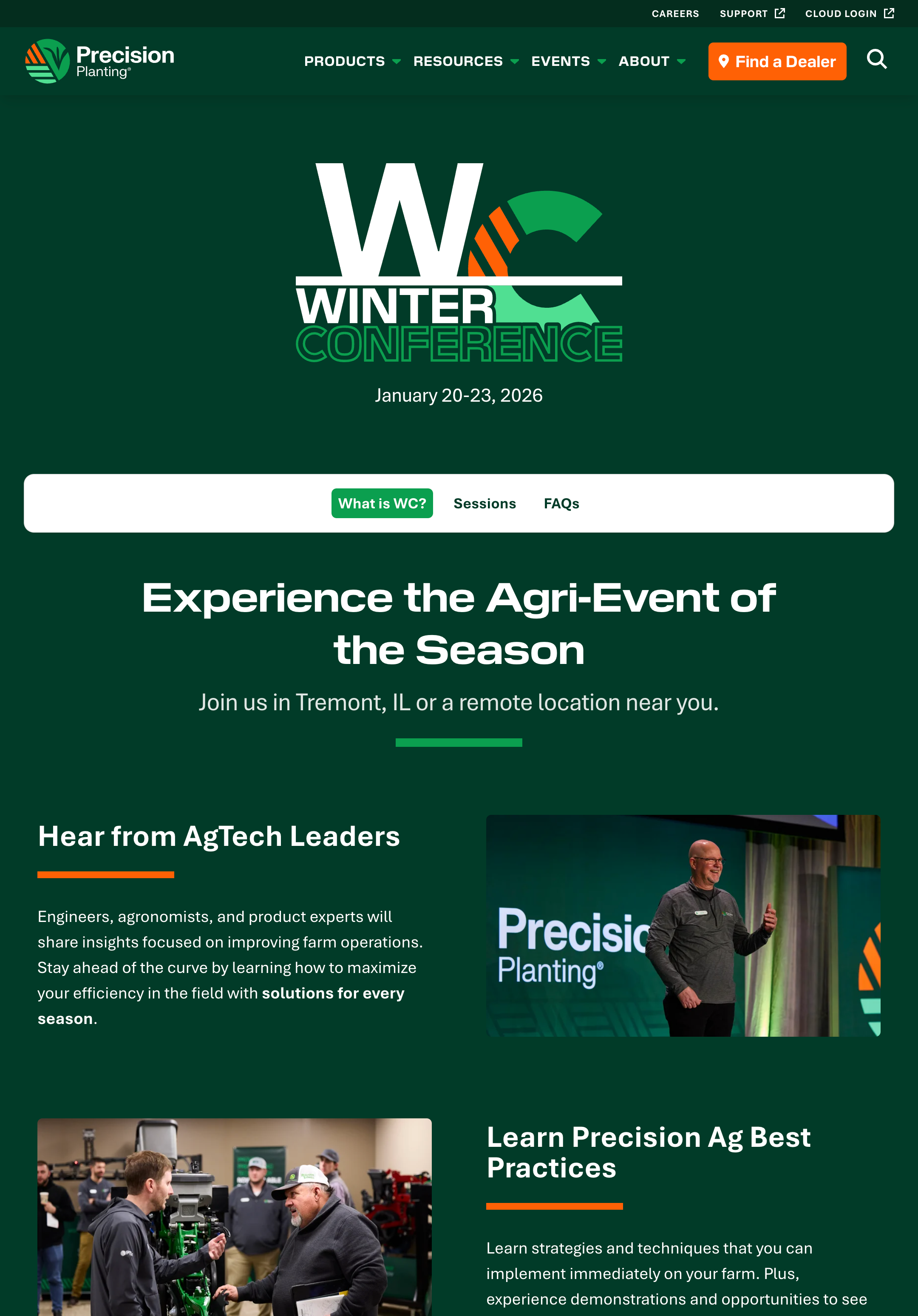 Winter Conference landing page